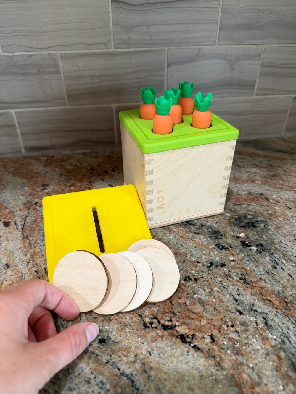 Lovevery Wooden Carrot & Coin Bank Montessori Toy